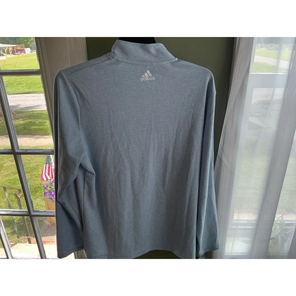 Adidas Primegreen Mens Large Light Blue Quarter Zip Golf Pullover Sweatshirt